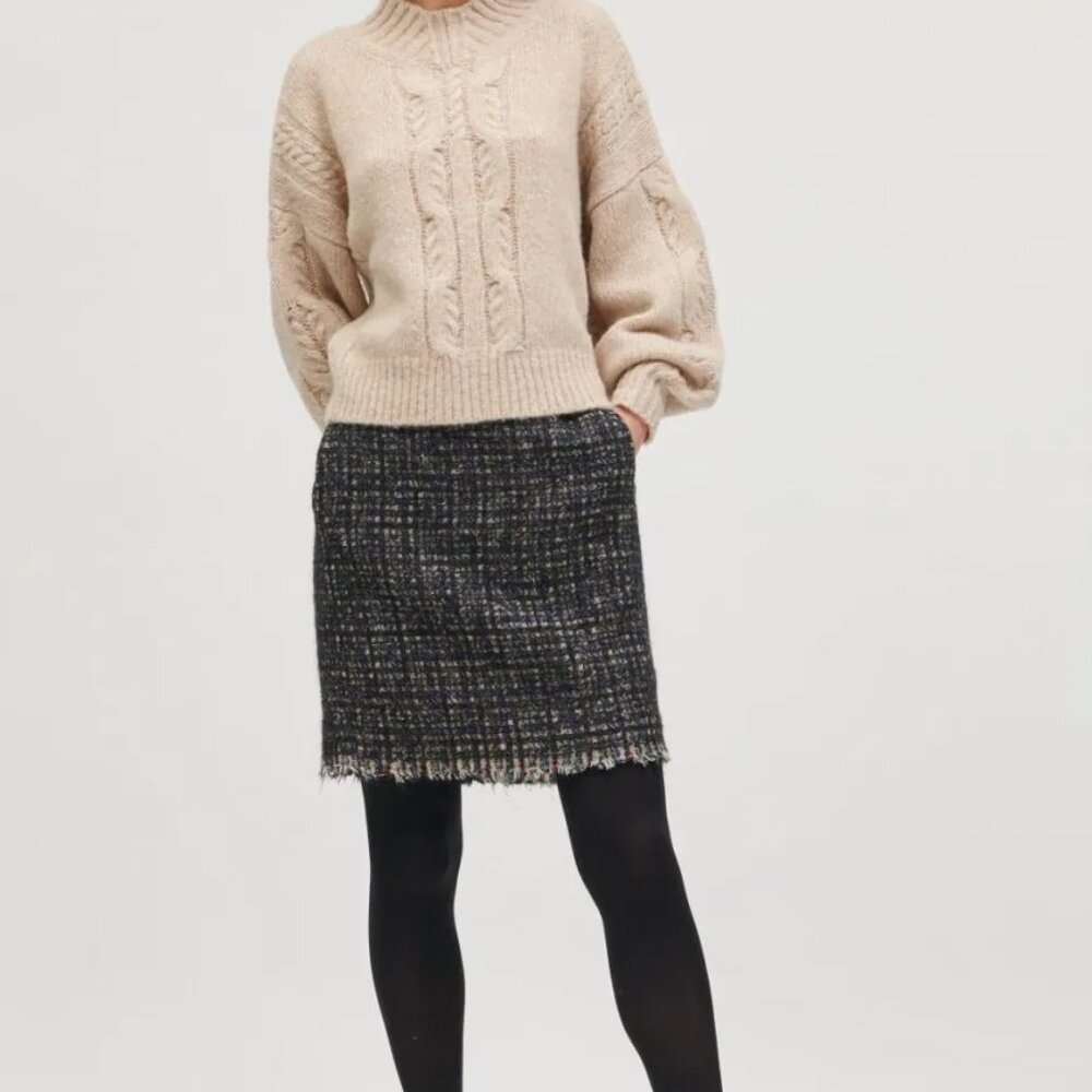 Luisa Cerano Charcoal Grey Tweed Miniskirt Size EU 36